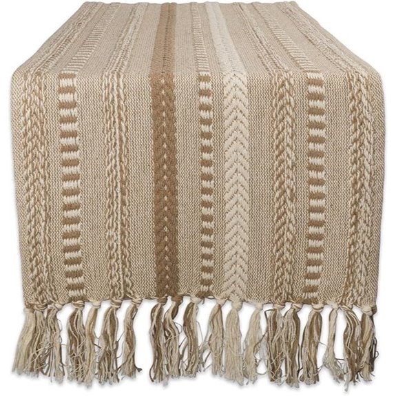 DII Farmhouse Braided Stripe Table Runner Stone