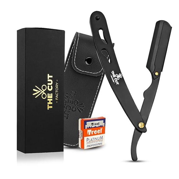 The Cut Factory Straight Razor with Blades and Pouch