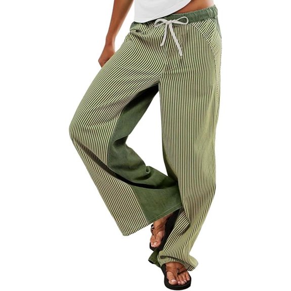 Low Rise Striped Wide-Leg Pants for Women