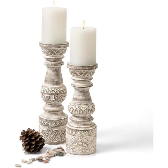 Kurrajong Farmhouse Candle Holders - Set of 2 Tall Wood