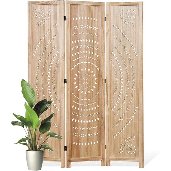 66.9-Inch Wooden Folding Room Divider