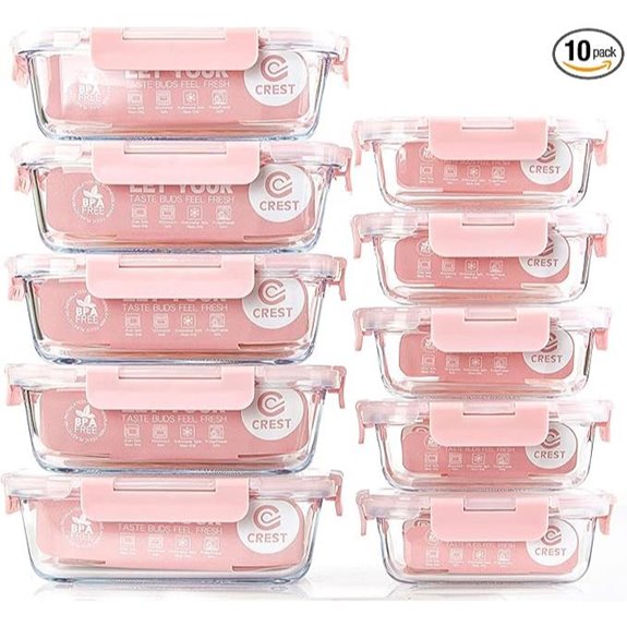 C CREST 10 Pack Glass Meal Prep & Storage Containers