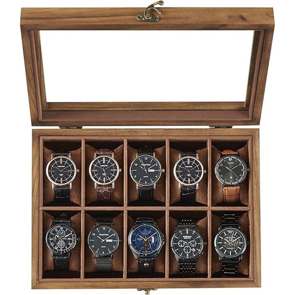 SONGMICS 10-Slot Watch Box with Glass Lid
