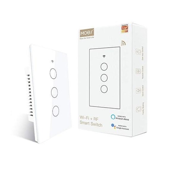 MOES Touch Wall Smart Switch 3-Gang No Neutral Needed