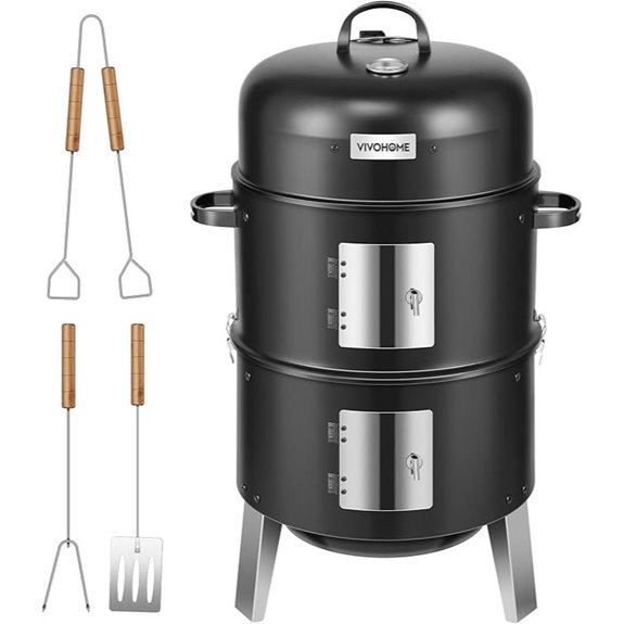 VIVOHOME 3-in-1 Vertical Charcoal Smoker