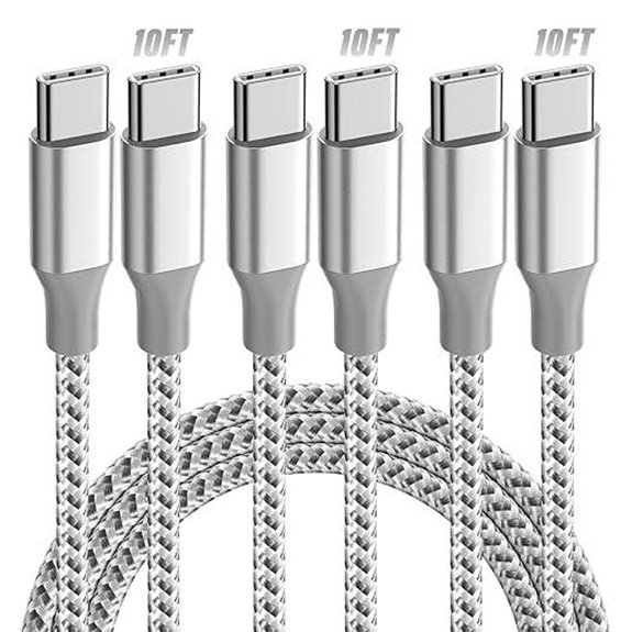 KYEHD 3-Pack 10FT USB-C Fast Charging Cables