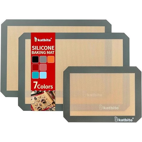 Katbite Silicone Baking Mat Set of 3 (Large & Quarter)