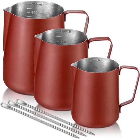 Maxdot 3 Pack Milk Frothing Pitchers (12 20 30 oz)