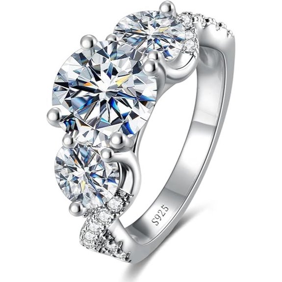 3-Stone Moissanite Engagement Ring in Sterling Silver