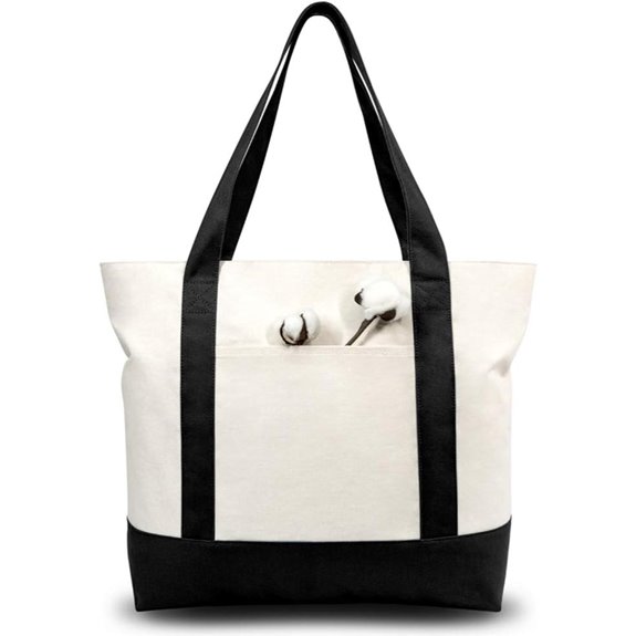 TOPDesign 3-Pack Canvas Tote Bags with Zipper