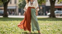 top boho wide leg pants