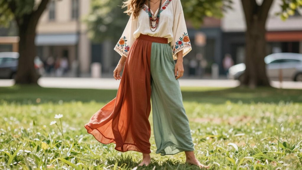 top boho wide leg pants