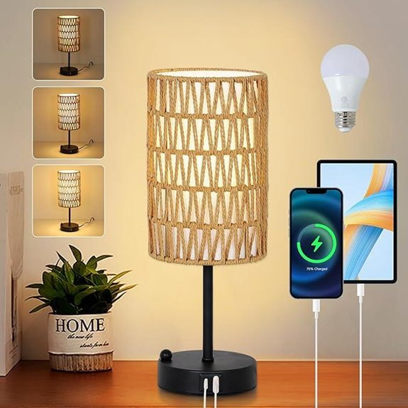 Touch Table Lamp with USB and Phone Stand