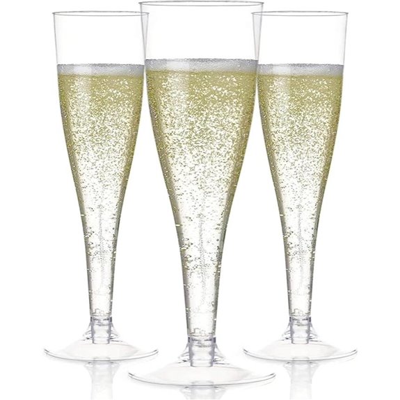 Prestee 24 Clear Plastic Champagne Flutes