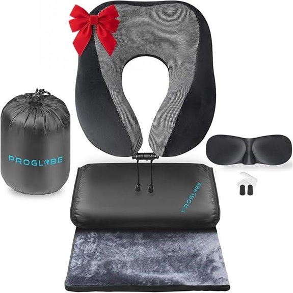 Proglobe Travel Blanket Set with Pillow Mask & Earplugs
