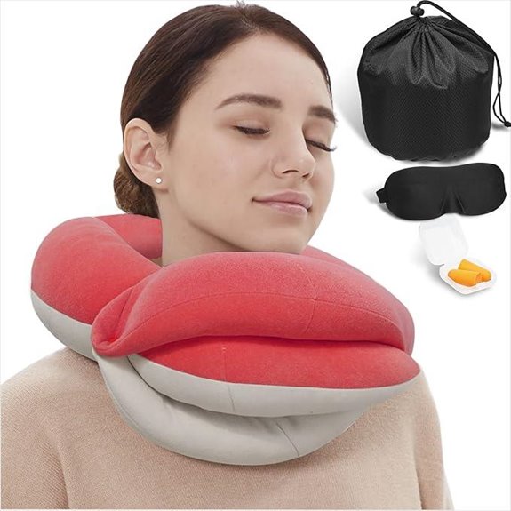 BUYUE Travel Neck Pillow Set with Eye Mask & Earplugs