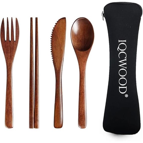 Portable Wooden Cutlery Set for Travel and Camping