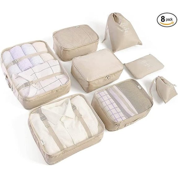 8 Set Packing Cubes for Travel Luggage Organizers