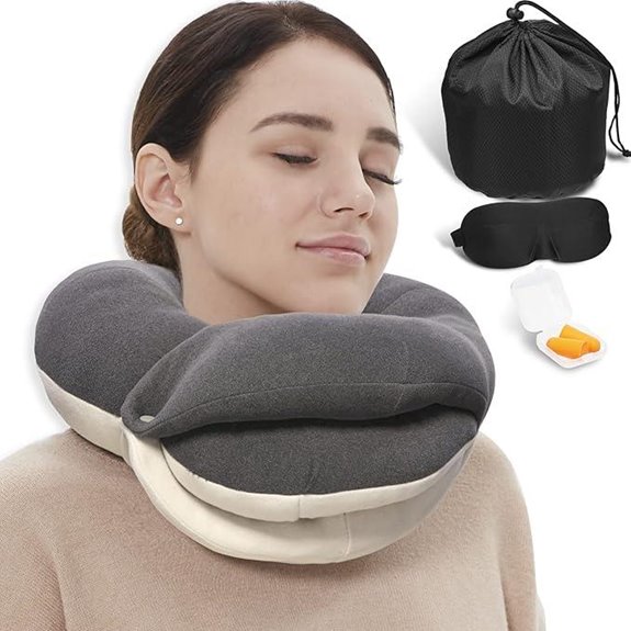 BUYUE Travel Neck Pillow Kit with Eye Mask & Earplugs