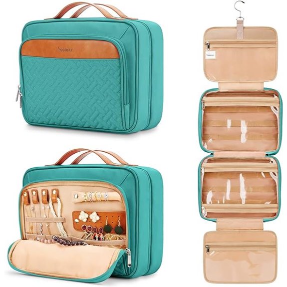 Travel Hanging Toiletry Bag with Jewelry Organizer