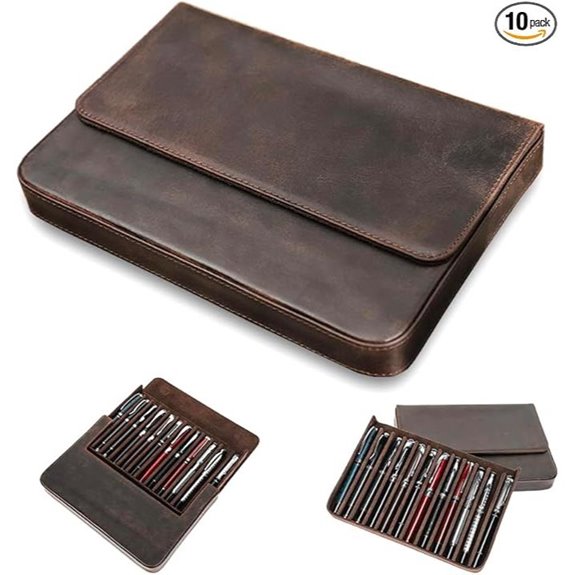 12-Slot Handmade Leather Fountain Pen Organizer