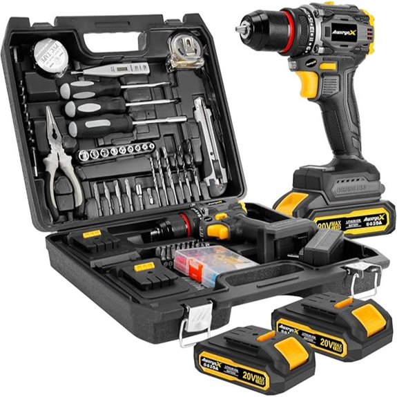 Cordless Drill Set with 2 Batteries and Accessories