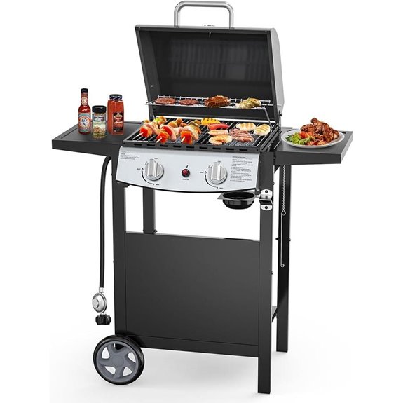 2-Burner Propane Gas Grill with Side Shelves