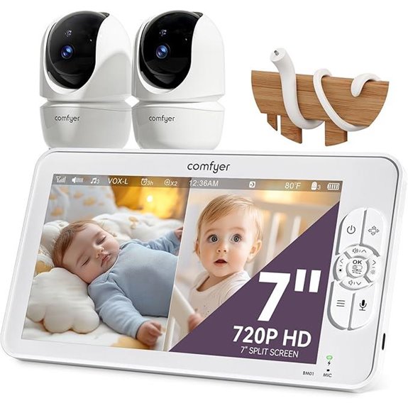 7 HD Baby Monitor with 2 Cameras and 48H Battery