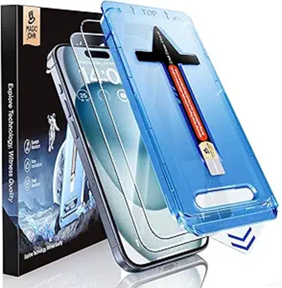 MagicJohn 2-Pack iPhone 15 Tempered Glass Protectors