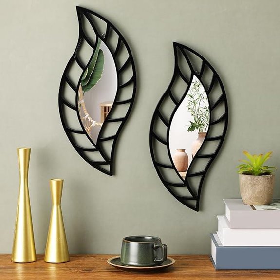 Roowest 2-Pack Leaf Wall Mirror Decorations