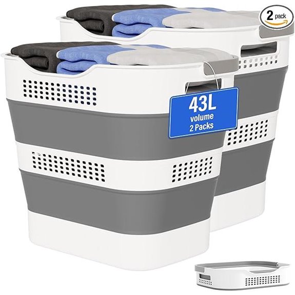 Collapsible Plastic Laundry Baskets (2 Pack)
