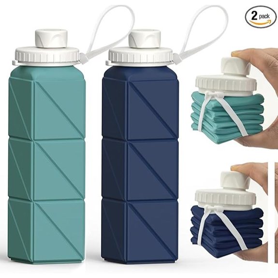 Collapsible 20.6oz Silicone Water Bottles (2 Pack)