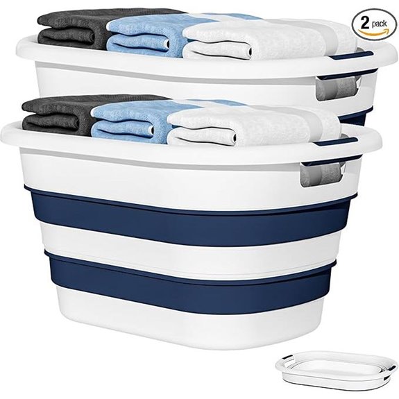 Collapsible 43L Laundry Baskets – 2 Pack