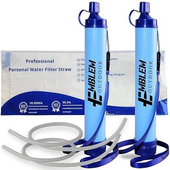 Portable Survival Water Filter Straw (2 Pack)