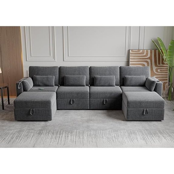 Modular U-Shaped Sectional Sofa with Storage