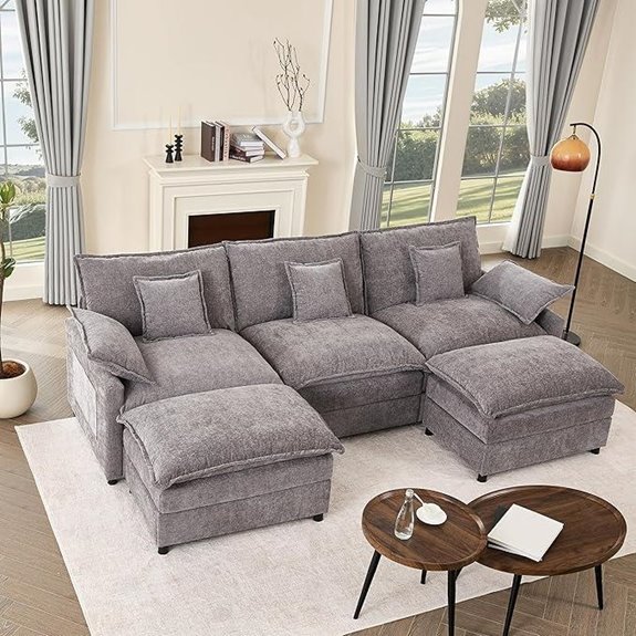108 U-Shaped Modular Sectional Sofa with Ottoman