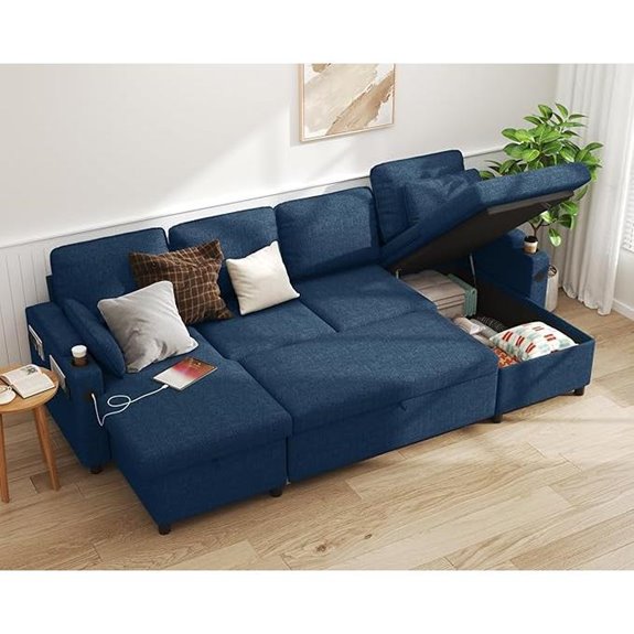 DURASPACE U-Shaped Sofa Bed with Storage and USB
