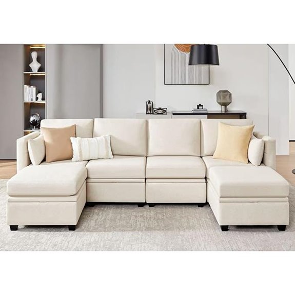 Modular U-Shaped Sectional Sofa with Storage