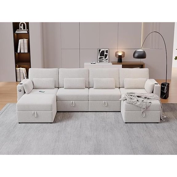 Modular U-Shape Sectional Sofa with Storage and Ottomans