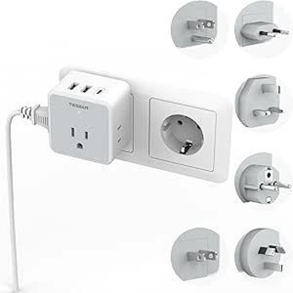 TESSAN 6-in-1 Universal Travel Adapter with USB