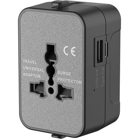 Universal Travel Adapter with USB-C and Fuse
