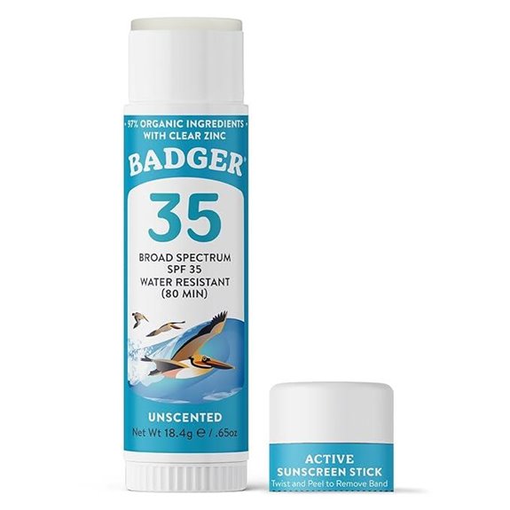 Badger SPF 35 Mineral Sunscreen Stick Unscented Travel Size