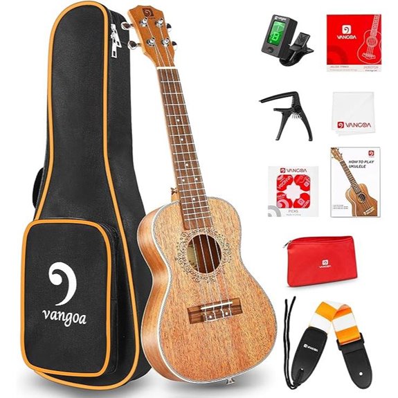 Vangoa 23-Inch Mahogany Concert Ukulele Bundle