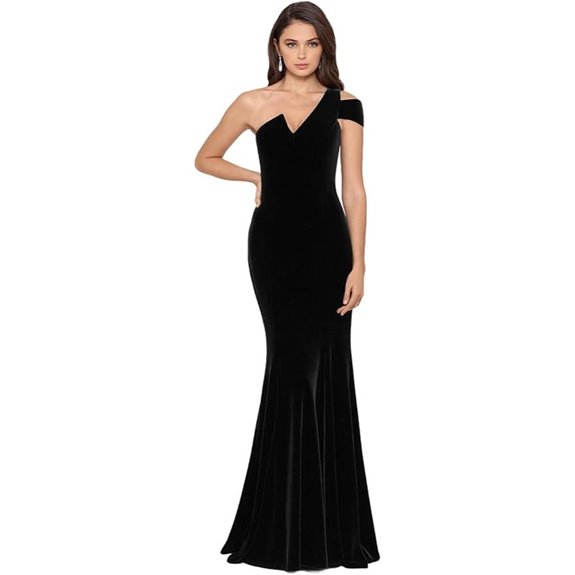 Betsy & Adam Women’s Velvet Cold Shoulder Gown