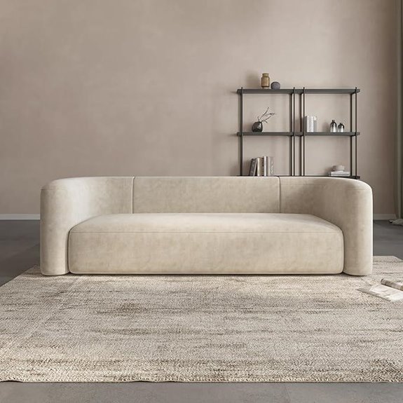 Acanva Velvet 3-Seater Modern Curved Sofa