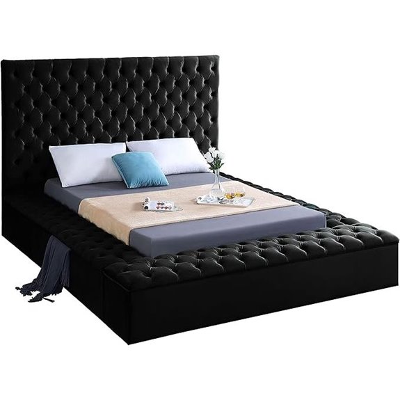 Meridian Bliss Velvet Bed with Storage Queen