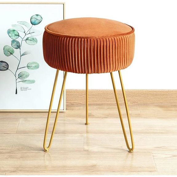 LUE BONA Velvet Vanity Stool with Metal Legs