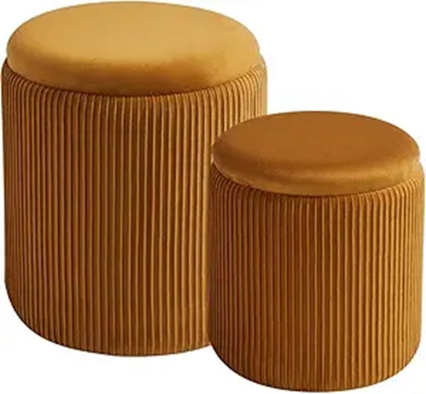 Round Velvet Ottoman Set with Storage
