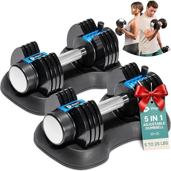 Lifepro 5-in-1 Adjustable Dumbbell Set with Rack