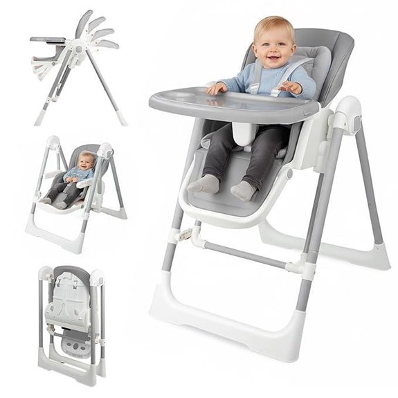 Convertible Baby High Chair with Swing & Recline